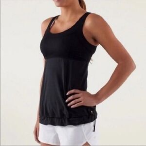 LULULEMON Ta Ta Topper Womens 8 Black Loose Tank Luxtreme Mesh Silverescent Yoga